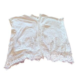 Chico’s Ladies Sleeveless White Gauzy Cotton/Lace/Embroidered Cardigan- Size S/M